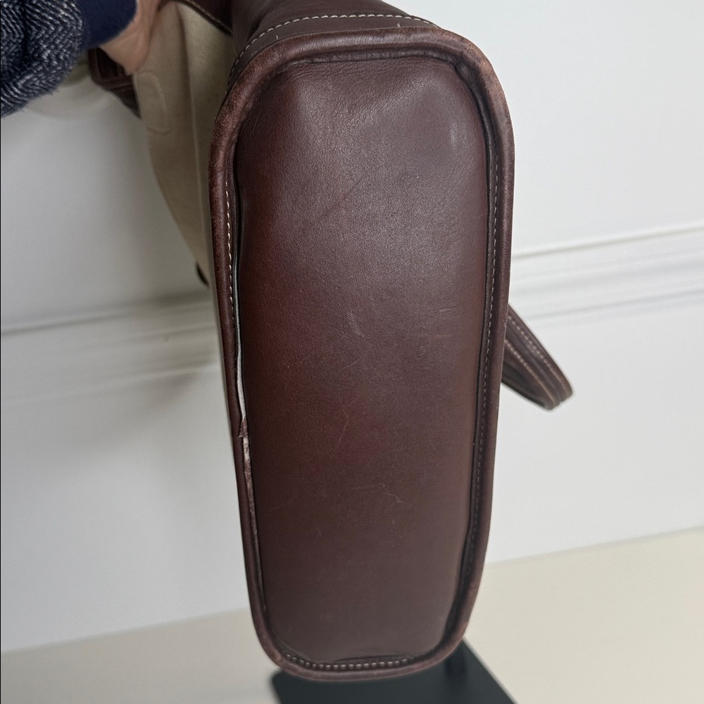 Coach 6122 vintage Bleecker Satchel linen canvas and brown leather tote bag - Picture 5 of 12